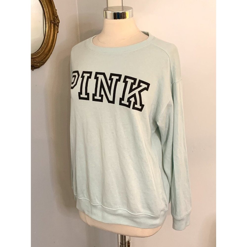 Victoria’s Secret Pastel Blue Pink PullOver Sweatshirt S M Spell out Preppy - Picture 9 of 11